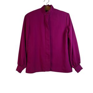 Pendleton Blouse Classic Business Vintage Long Sleeve Size 8 Pink Fuchsia
